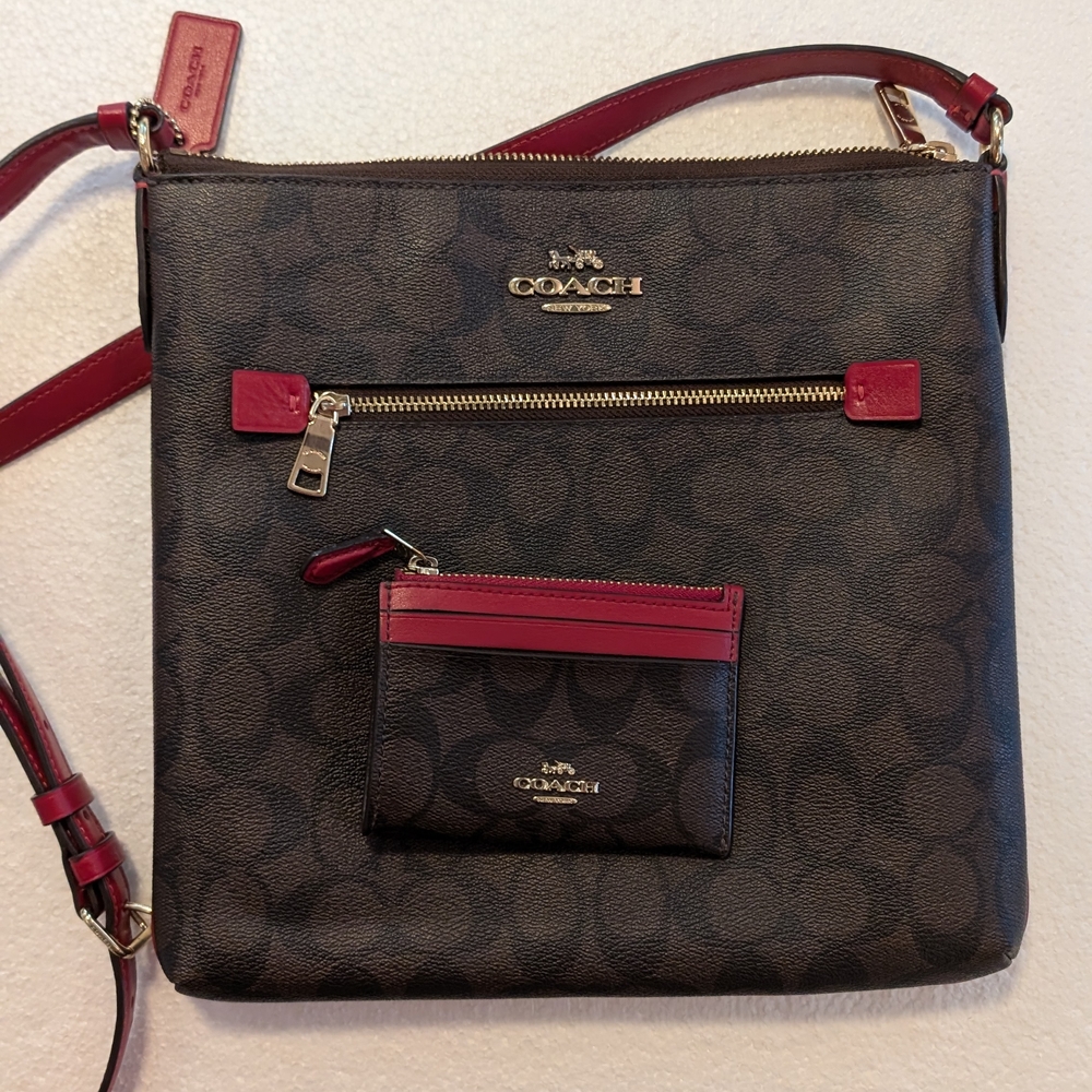 EUC Coach 2021 Rowan File Crossbody Bag With Matching Cardholder Coin Pouch